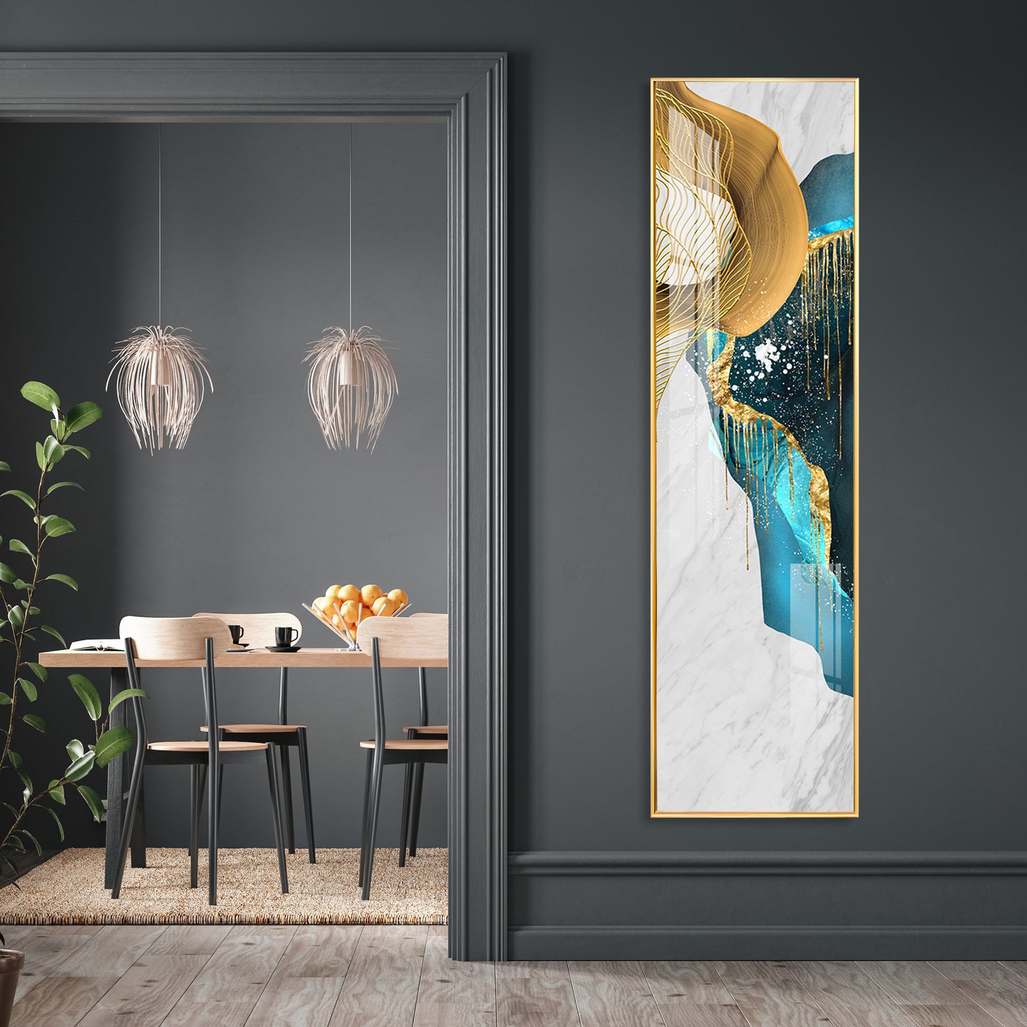 Aesthetic Blue & Golden Premium Acrylic Vertical Wall Art