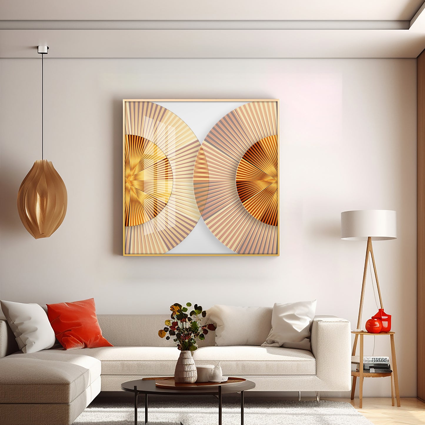 Golden Simple Style Round Premium Acrylic Square Wall Art