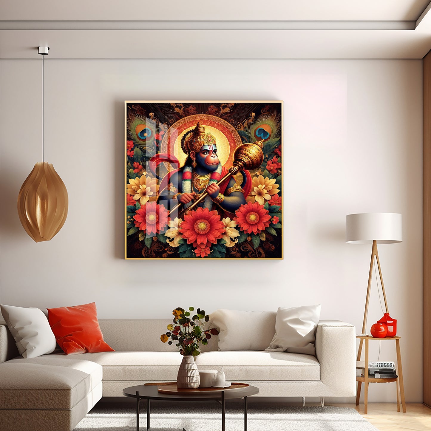 God Hanuman Premium Acrylic Square Wall Art