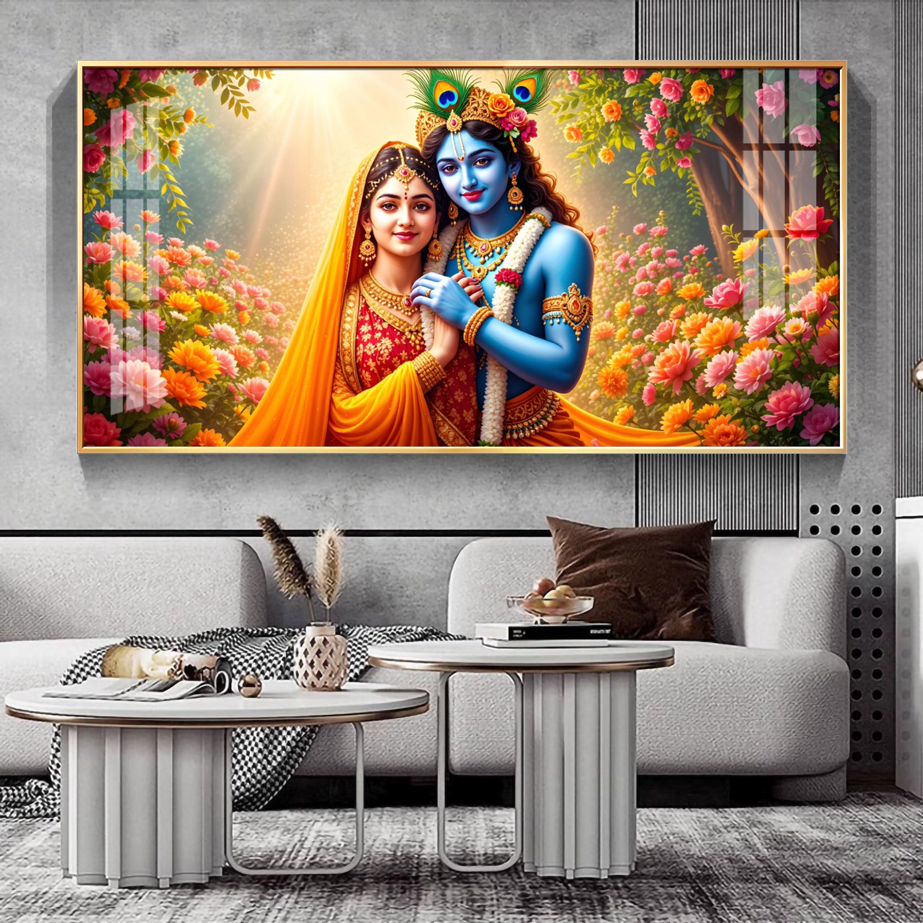 Radha Krishna Boundless Bhakti Premium Acrylic Horizontal Wall Art