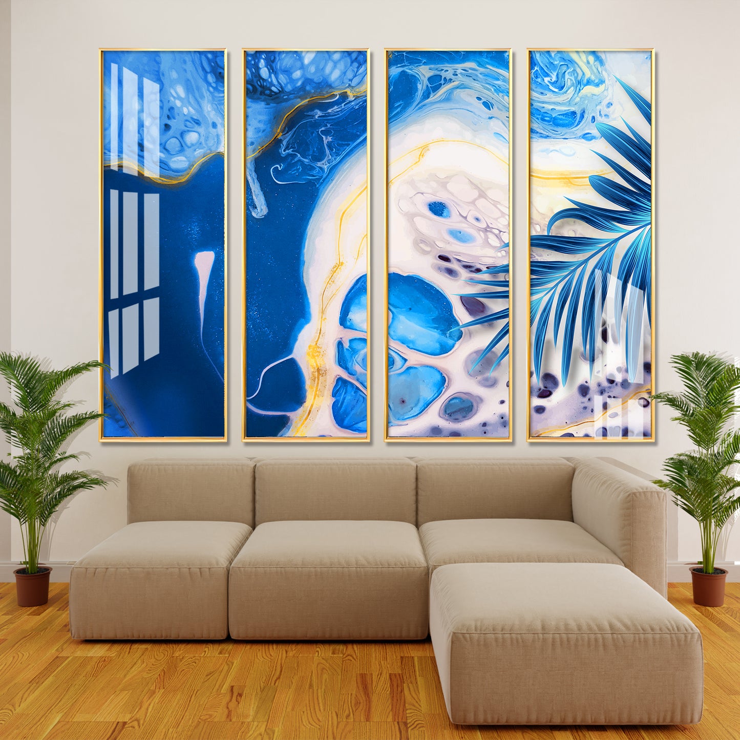 Art of Blue Premium Acrylic Vertical Wall Art (set of 4)