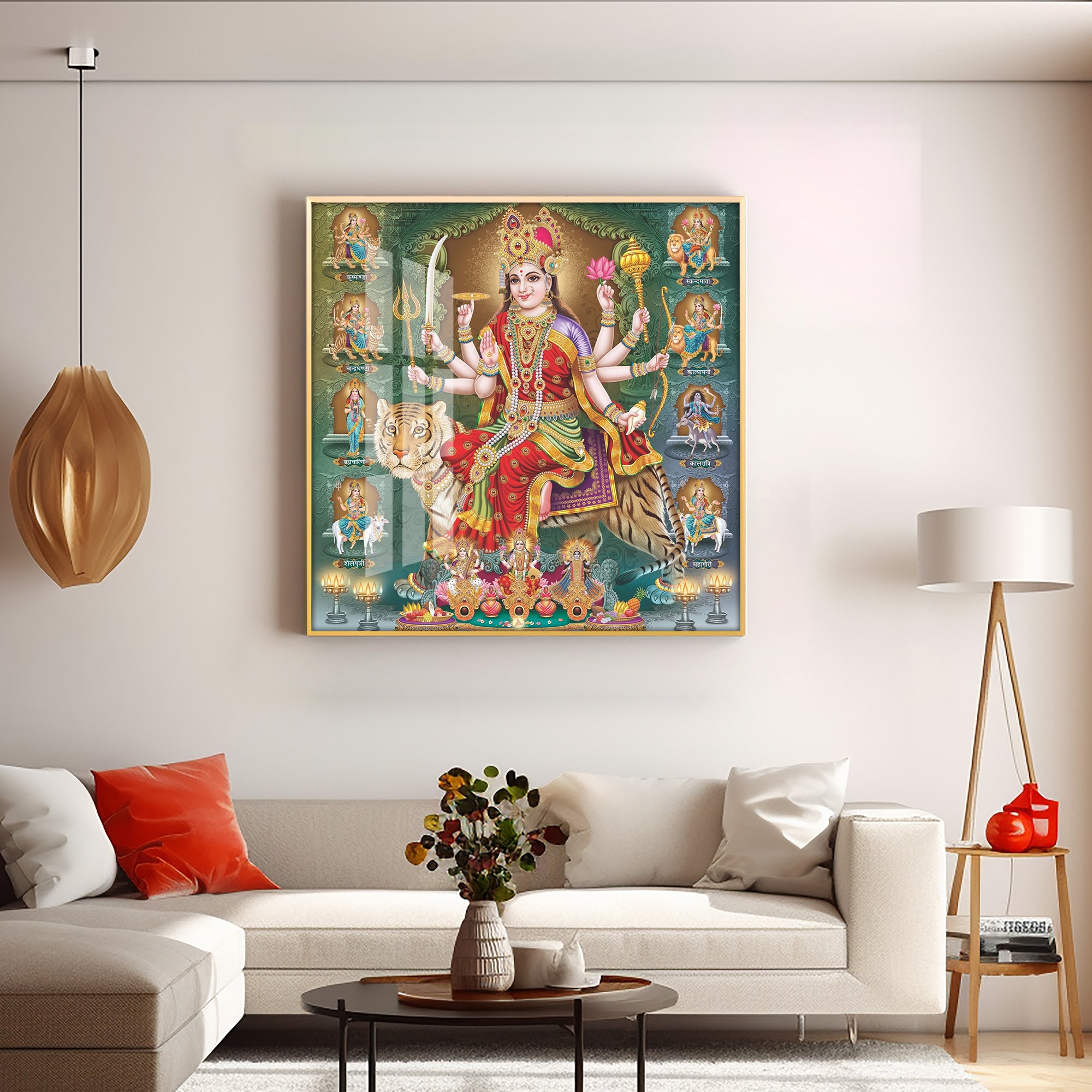 Goddess Durga Premium Acrylic Square Wall Art