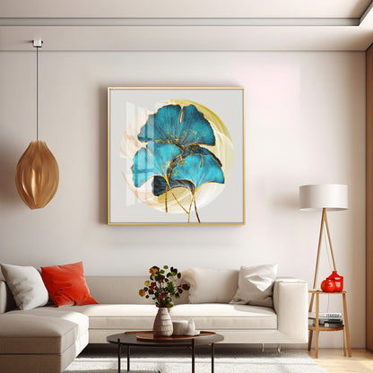 Golden Ginkgo Leaf Premium Acrylic Square Wall Art