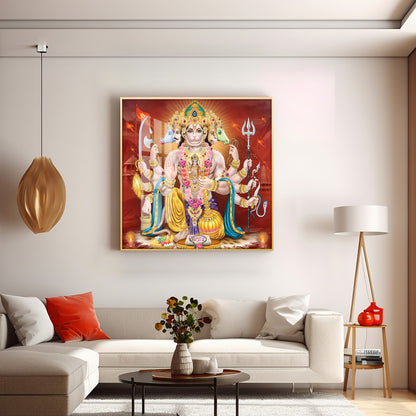 Panchmukhi Hanuman Premium Acrylic Square Wall Art