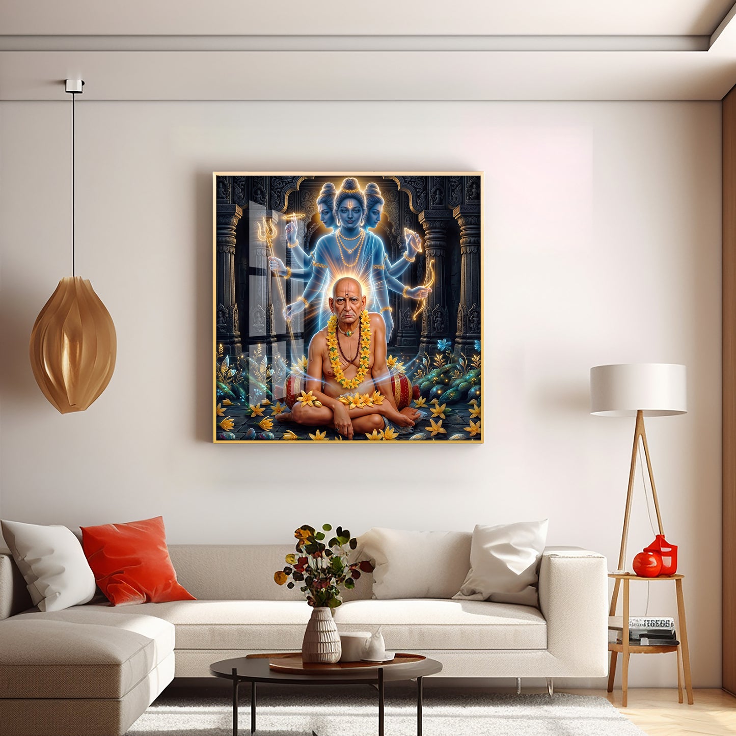 Divine Swami Samarth Premium Acrylic Square Wall Art