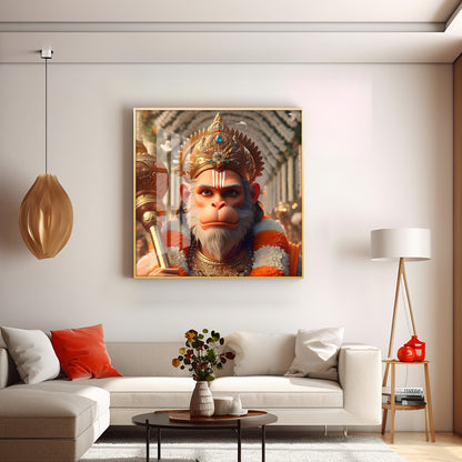 Ram Bhakt Hanuman Premium Acrylic Square Wall Art