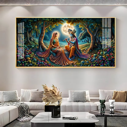 Krishna Radha Colorful Painting Premium Acrylic Horizontal Wall Art