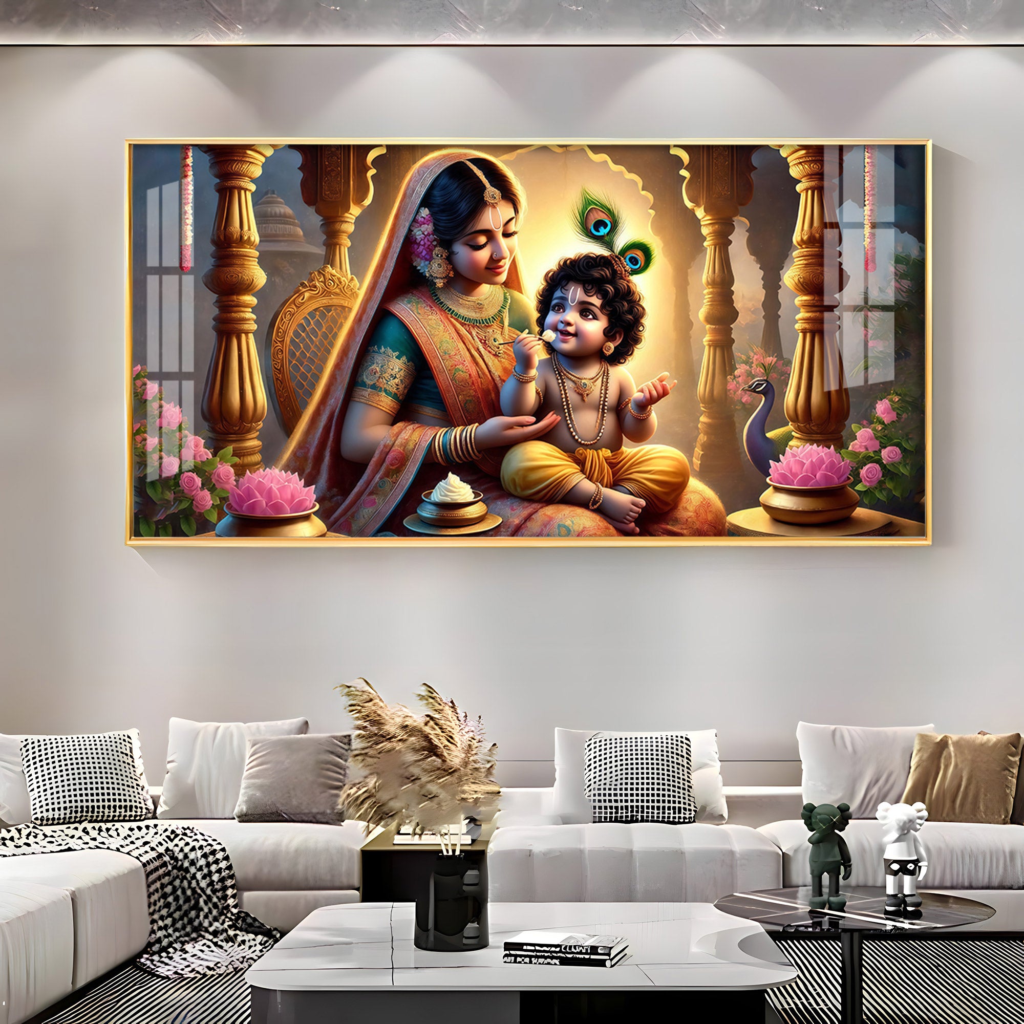 Kanha With Maa Yashoda Premium Acrylic Horizontal Wall Art