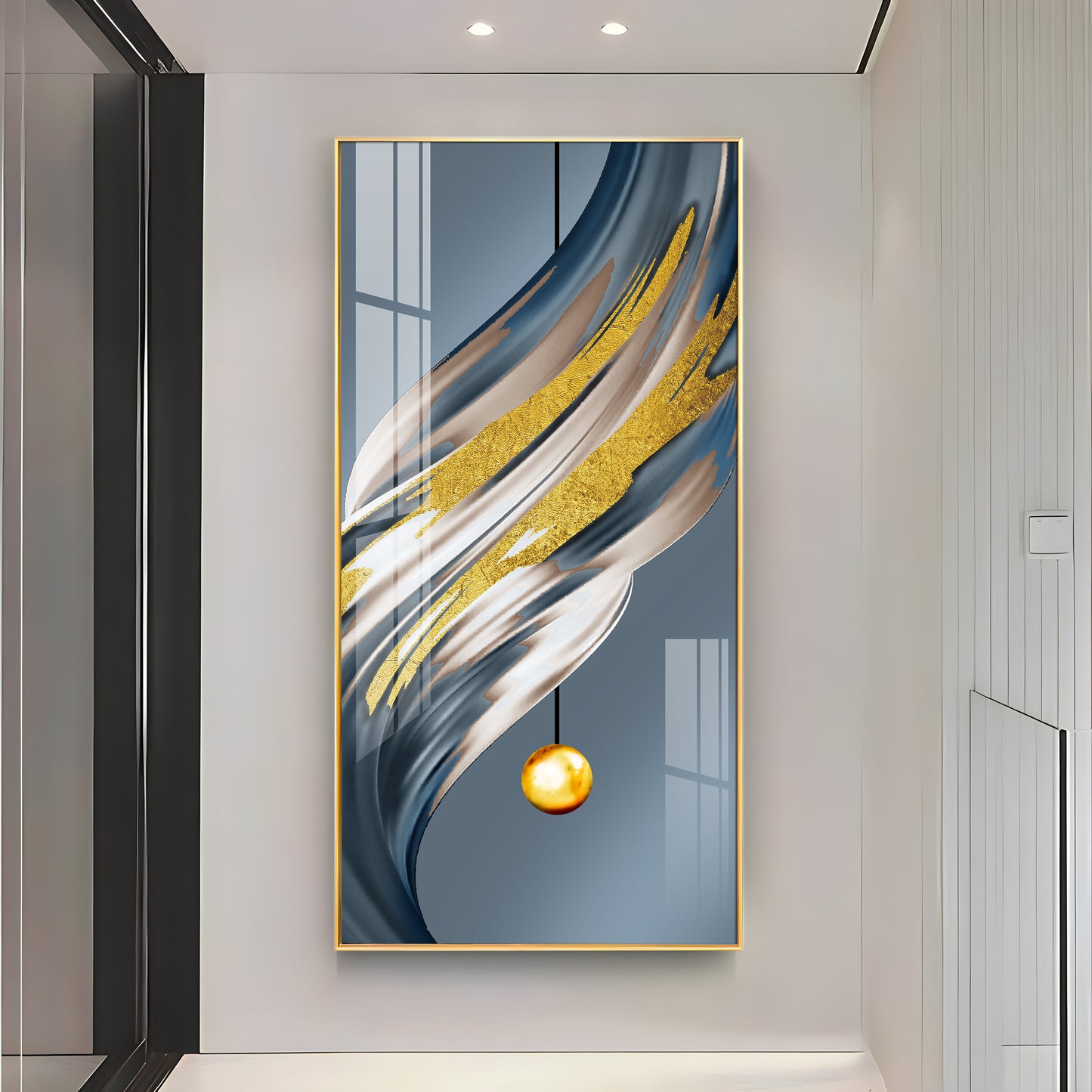 Golden Splash Premium Acrylic Vertical Wall Art