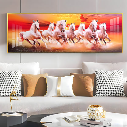 Seven Running Horses Premium Acrylic Horizontal Wall Art