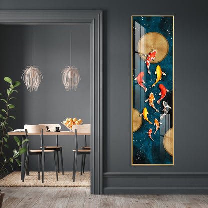 Lucky Koi Fishes Premium Acrylic Vertical Wall Art