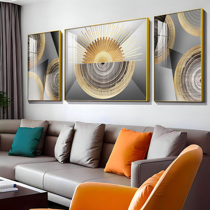 Gold Pearl Ring Premium Acrylic Wall Art (Set of 3)