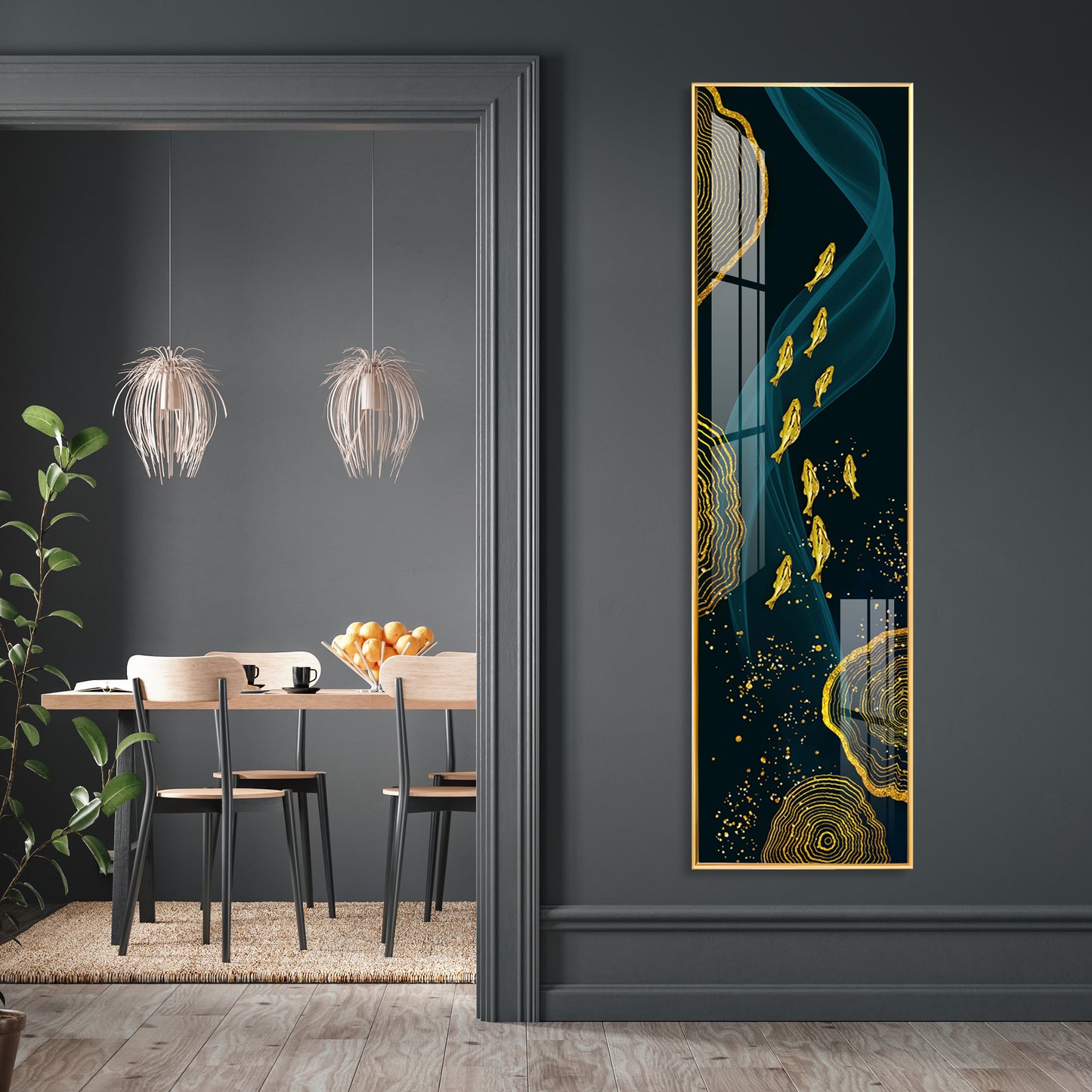 Oceanic Gold Fish Premium Acrylic Vertical Wall Art