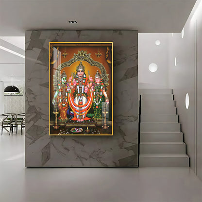 Lord Murugan Valli Deivanai Subramanya Swamy Premium Vertical Acrylic Wall Art