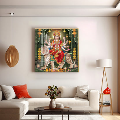 Goddess on Tiger Premium Acrylic Square Wall Art