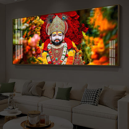 Khatu Shyam Ji Modern Luxury Backlight Horizontal Wall Art