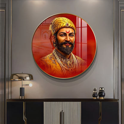 Shivaji Maharaj Premium Acrylic Round Wall Art