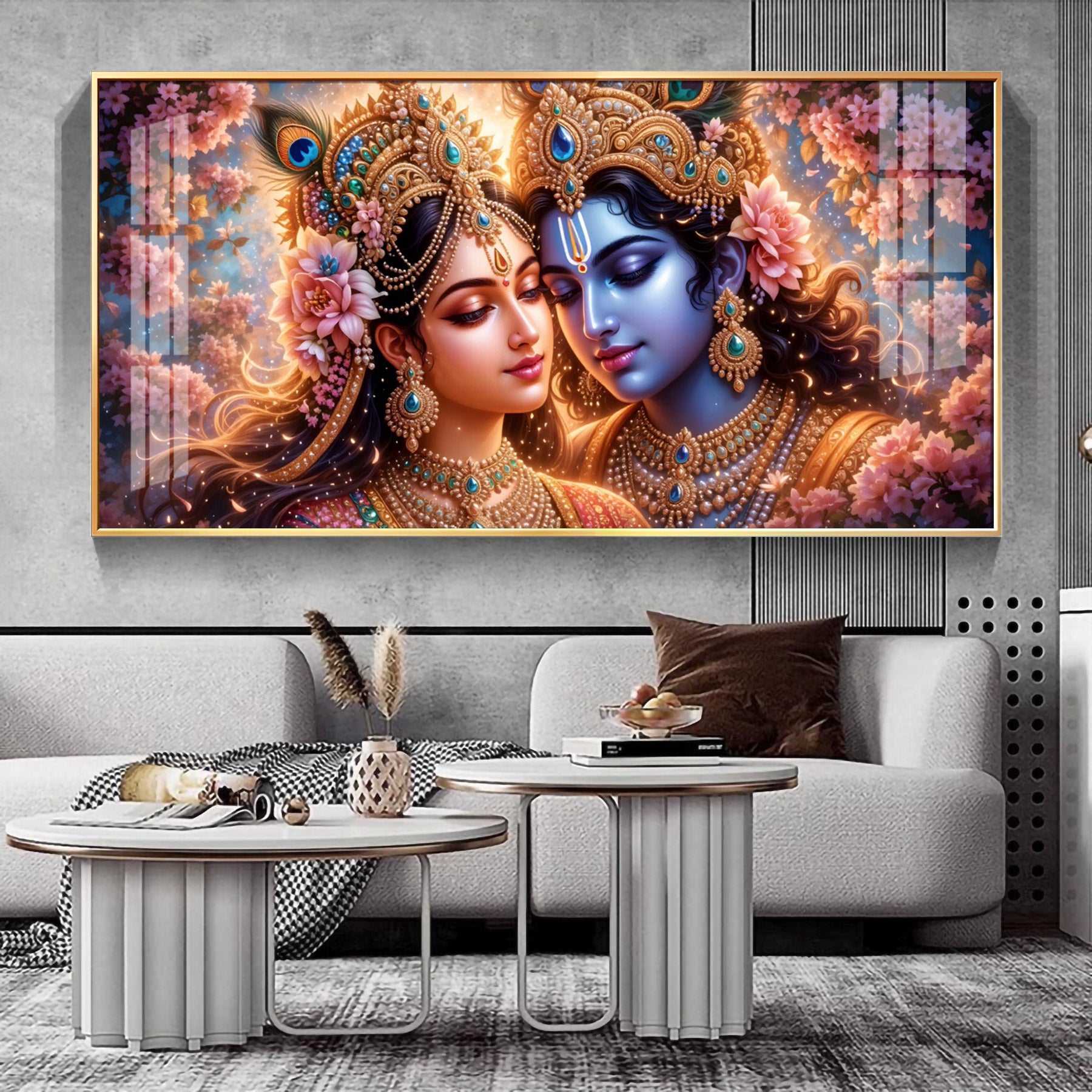 Krishna and Radha Unveiled Premium Acrylic Horizontal Wall Art