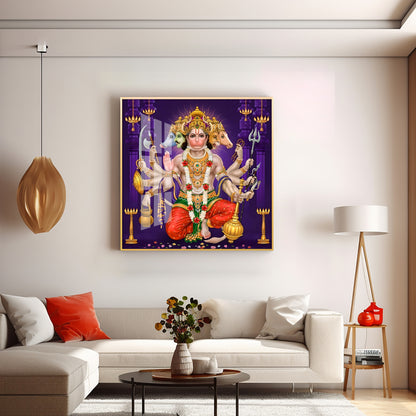 Divine Serenity Of Hanuman Premium Acrylic Square Wall Art