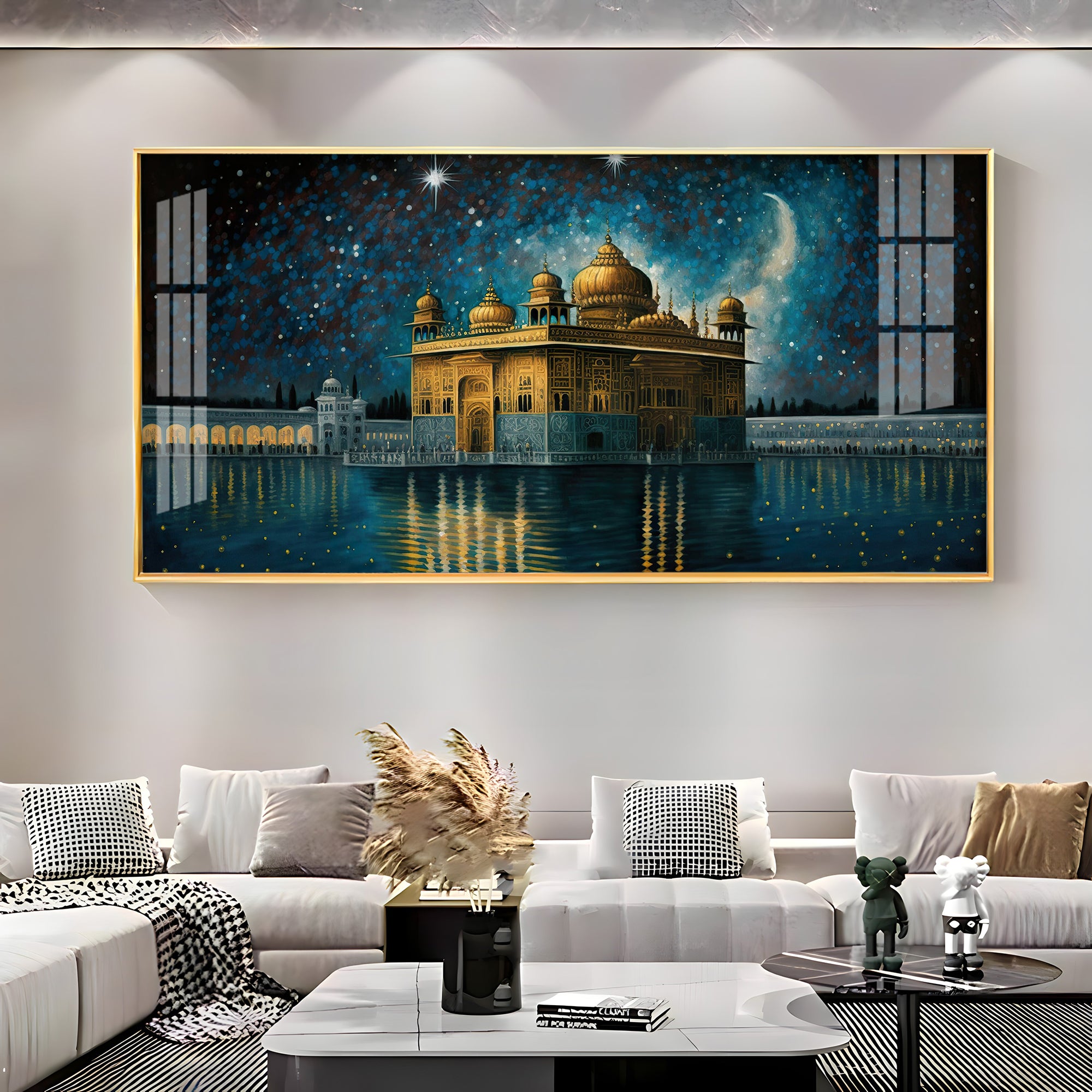 Beautiful Golden Temple With Constellation Premium Acrylic Horizontal Wall Art