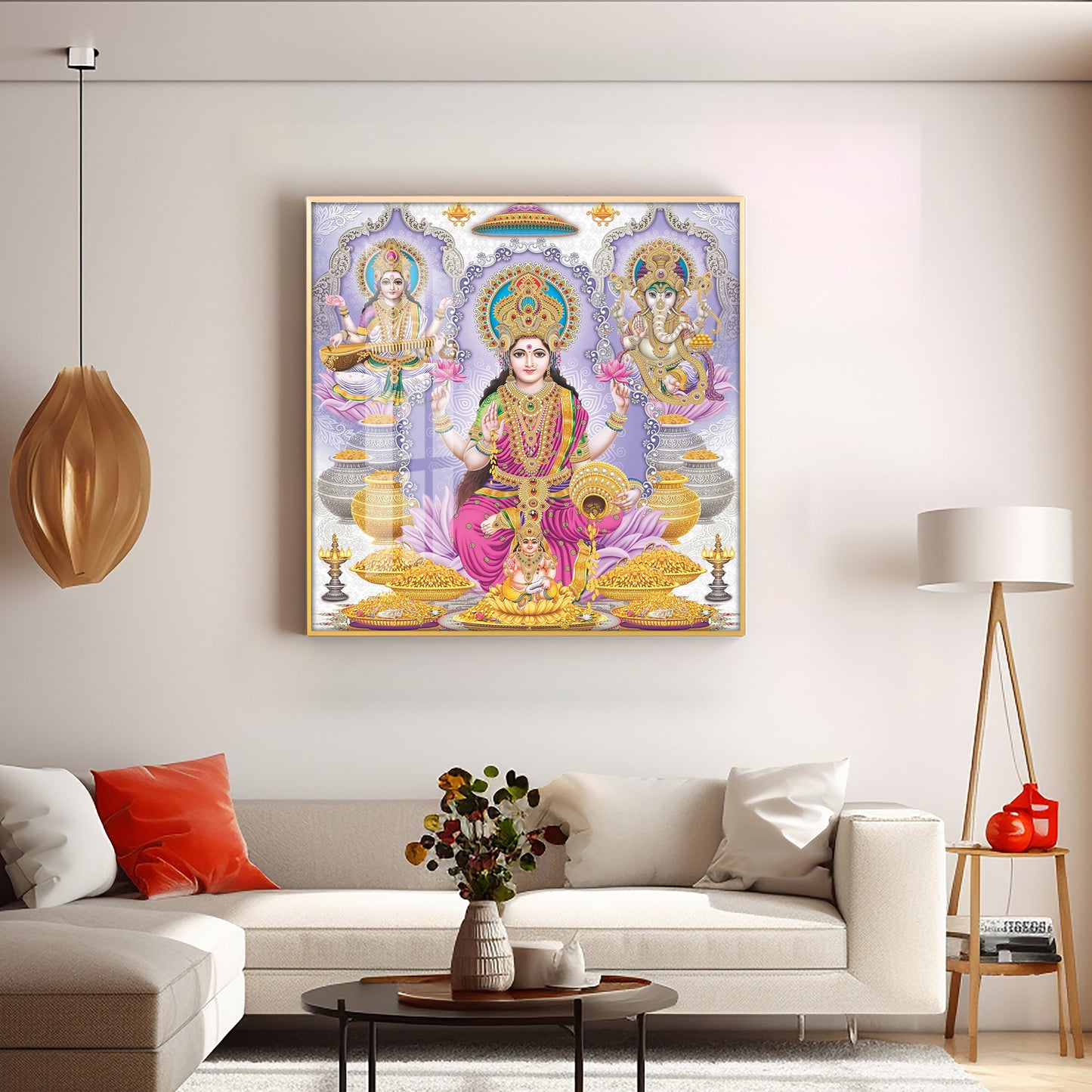 Maa Laxmi Deity Premium Acrylic Square Wall Art