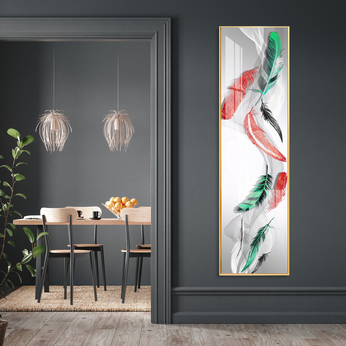 Colorful Feather Premium Acrylic Vertical Wall Art