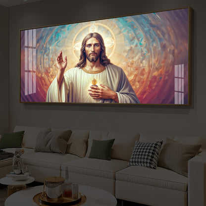 God Jesus Modern Luxury Backlight Horizontal Wall Art