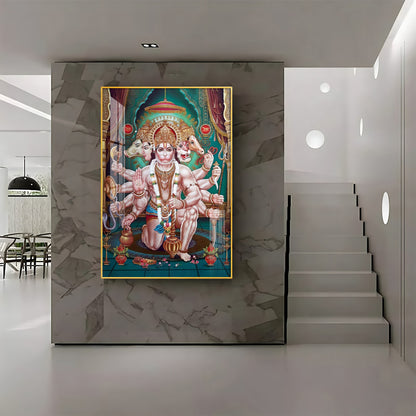 Celestial Guardian Lord Hanuman Premium Vertical Acrylic Wall Art