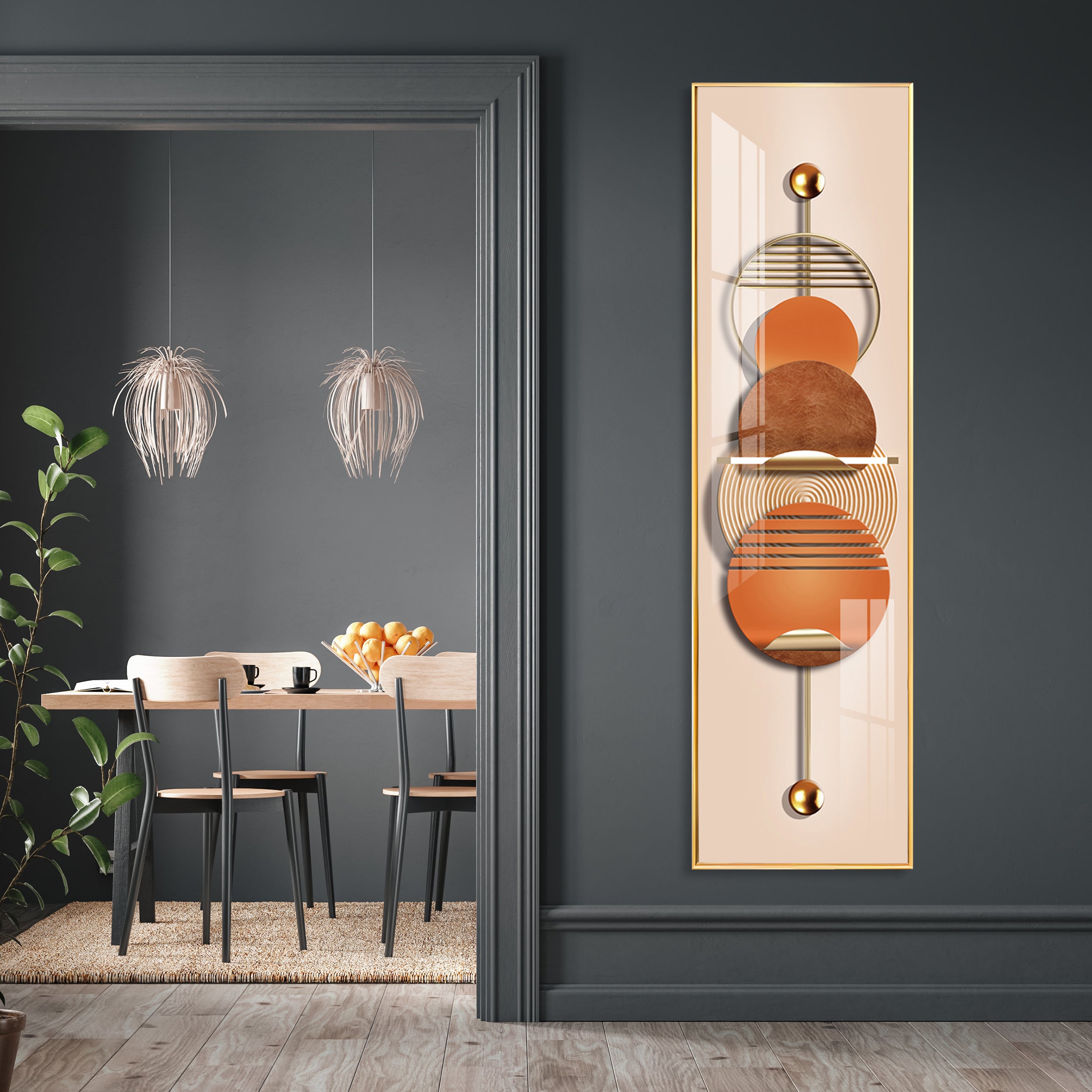 Creative Decor Abstract Geometry Premium Acrylic Vertical Wall Art