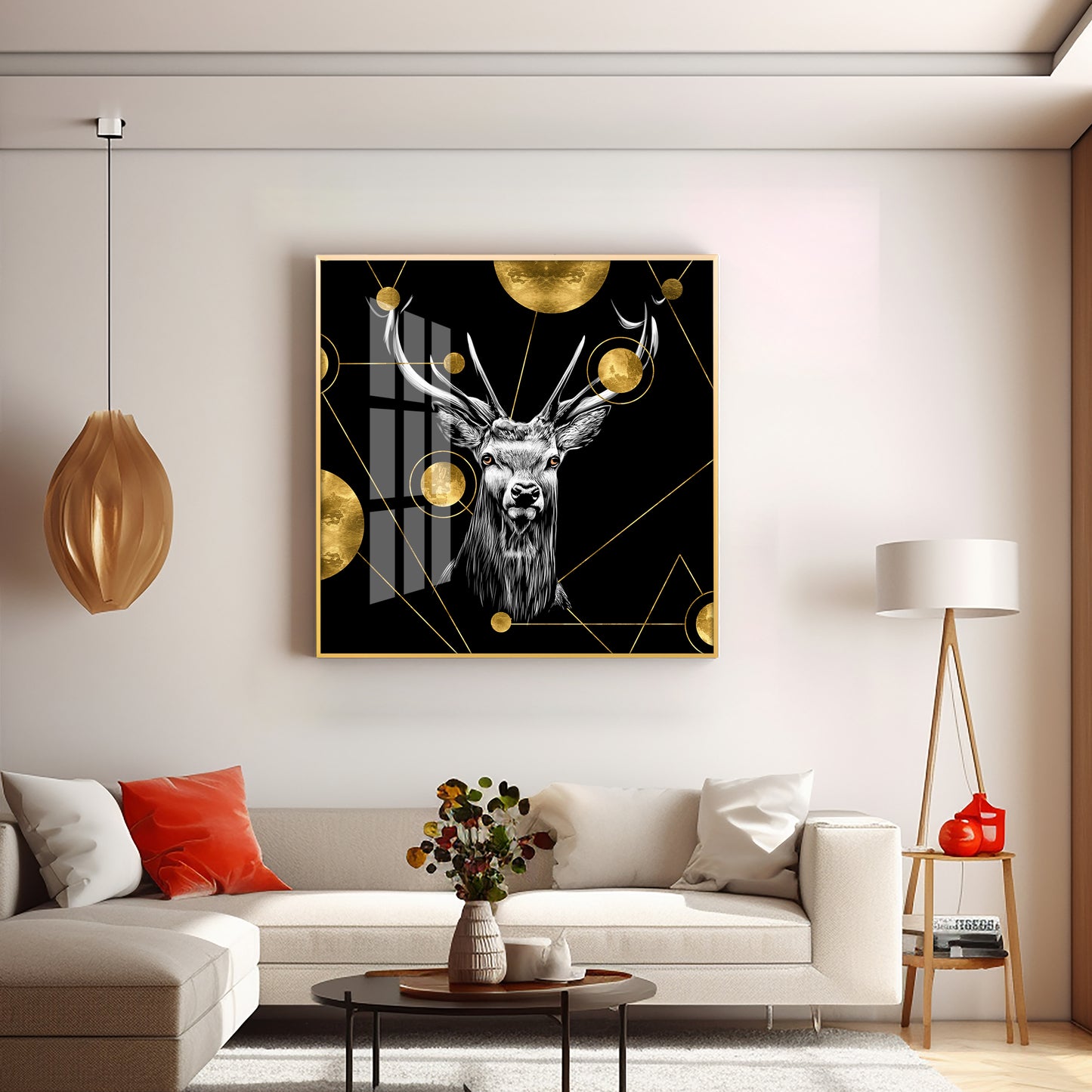 Light Luxury Elk Abstract Art Living Room Premium Acrylic Square Wall Art