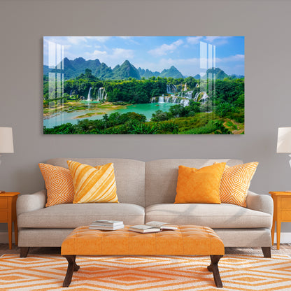 Scenery with more of green trees Acrylic Wall Art