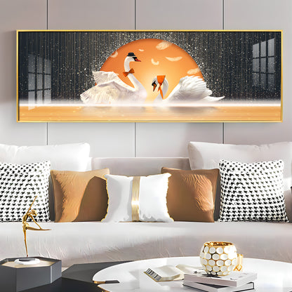 Sun Kissed Swans Premium Acrylic Horizontal Wall Art