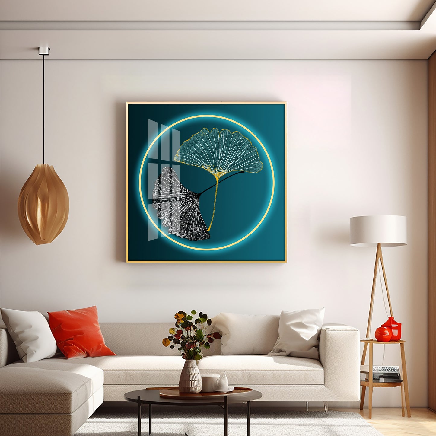 Ginkgo leaf Premium Acrylic Square Wall Art