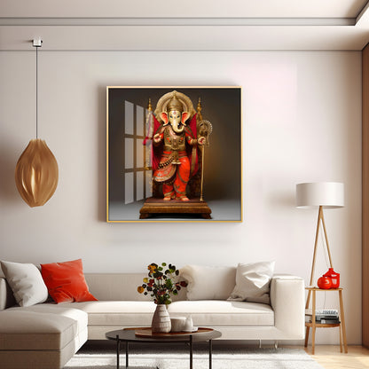 Standing Ganpati Premium Acrylic Square Wall Art