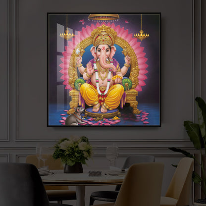 Divine Ganesh JI Modern Luxury Backlight Square Wall Art