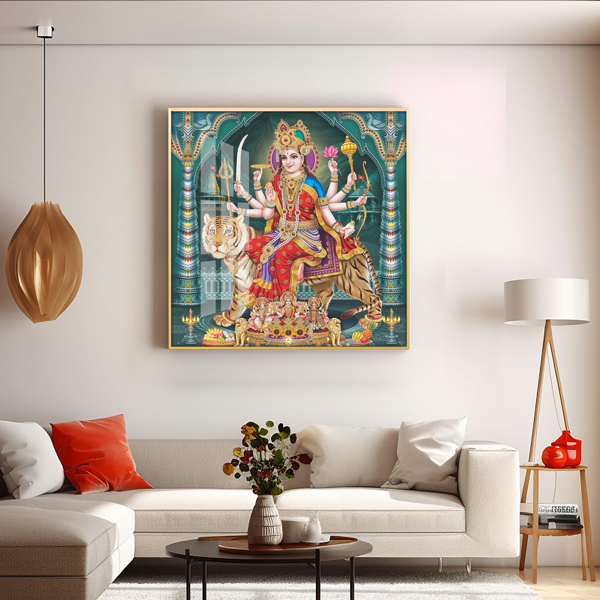 Goddess Durga Maa Radiance Premium Acrylic Square Wall Art