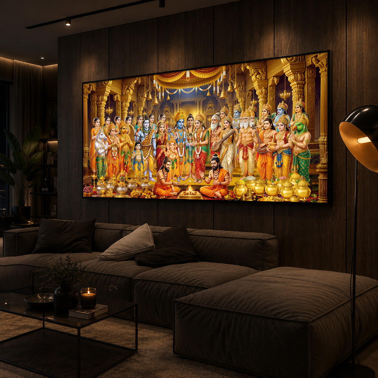 Srinivasa Kalyanam Modern Luxury Backlight Horizontal Wall Art