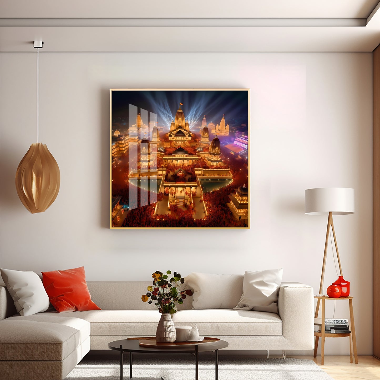 Enlightened Ayodhya Premium Acrylic Square Wall Art