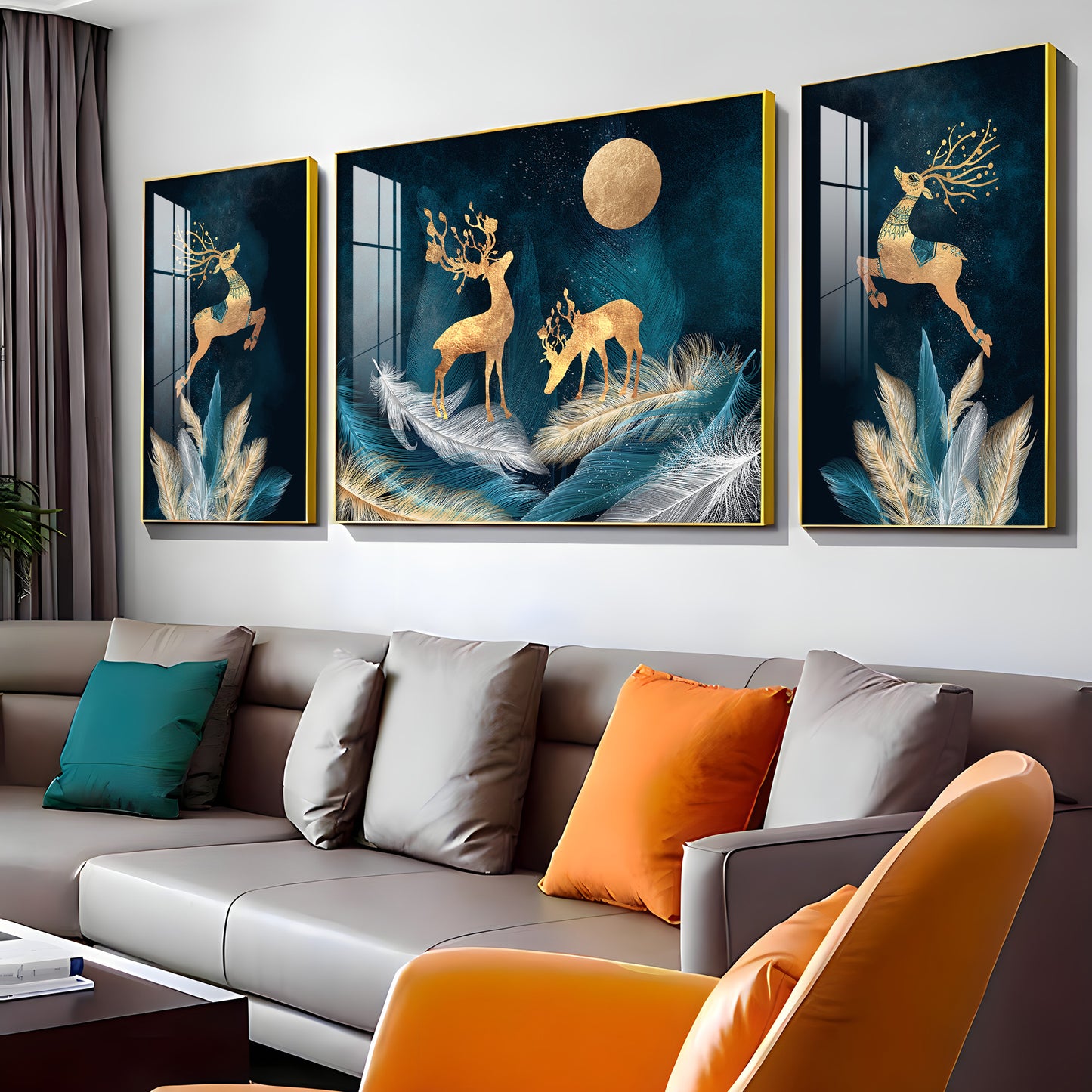 Deer In Paradise Premium Acrylic Wall Art (Set of 3)