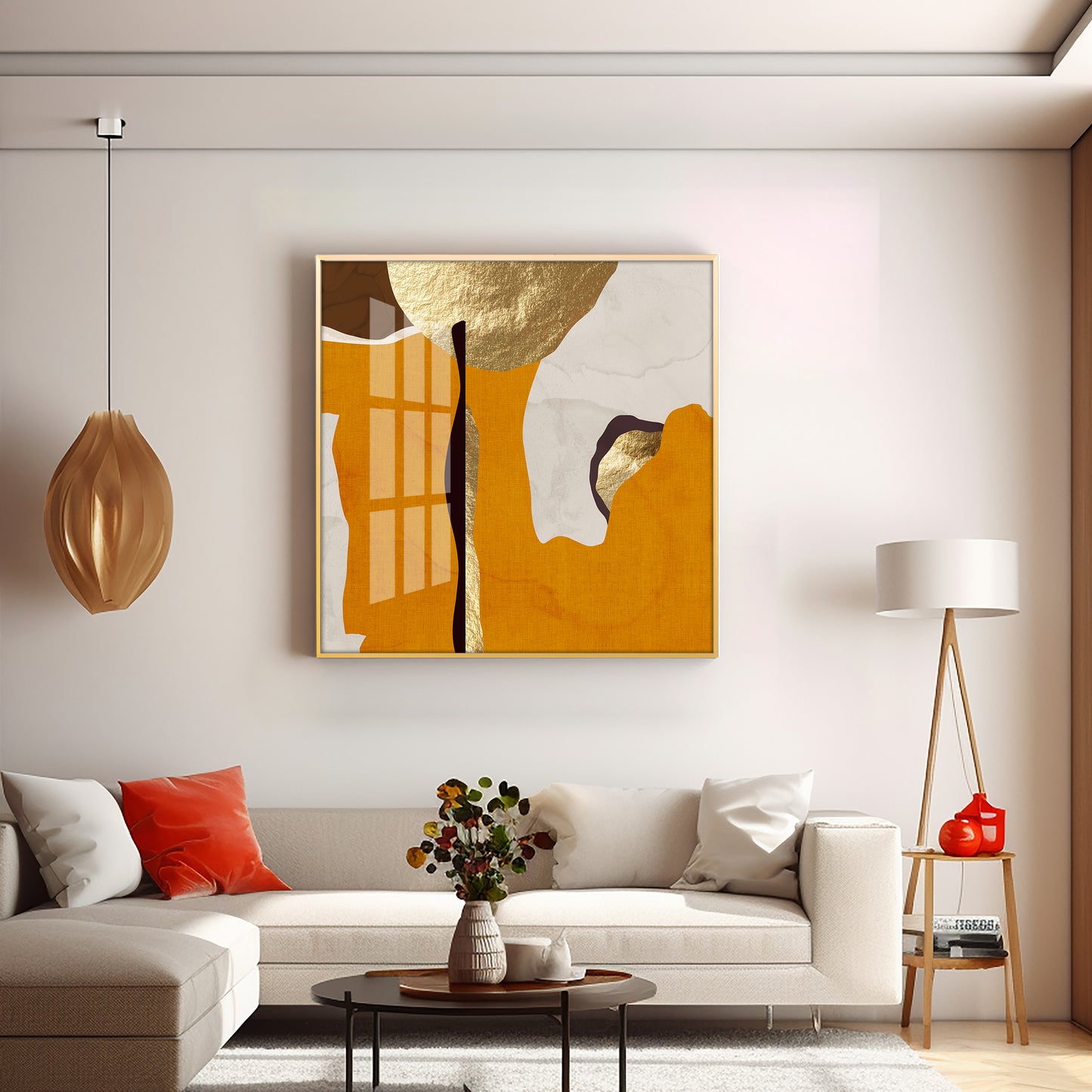 Modern Abstract Gold Luxury Interior Premium Acrylic Square Wall Art