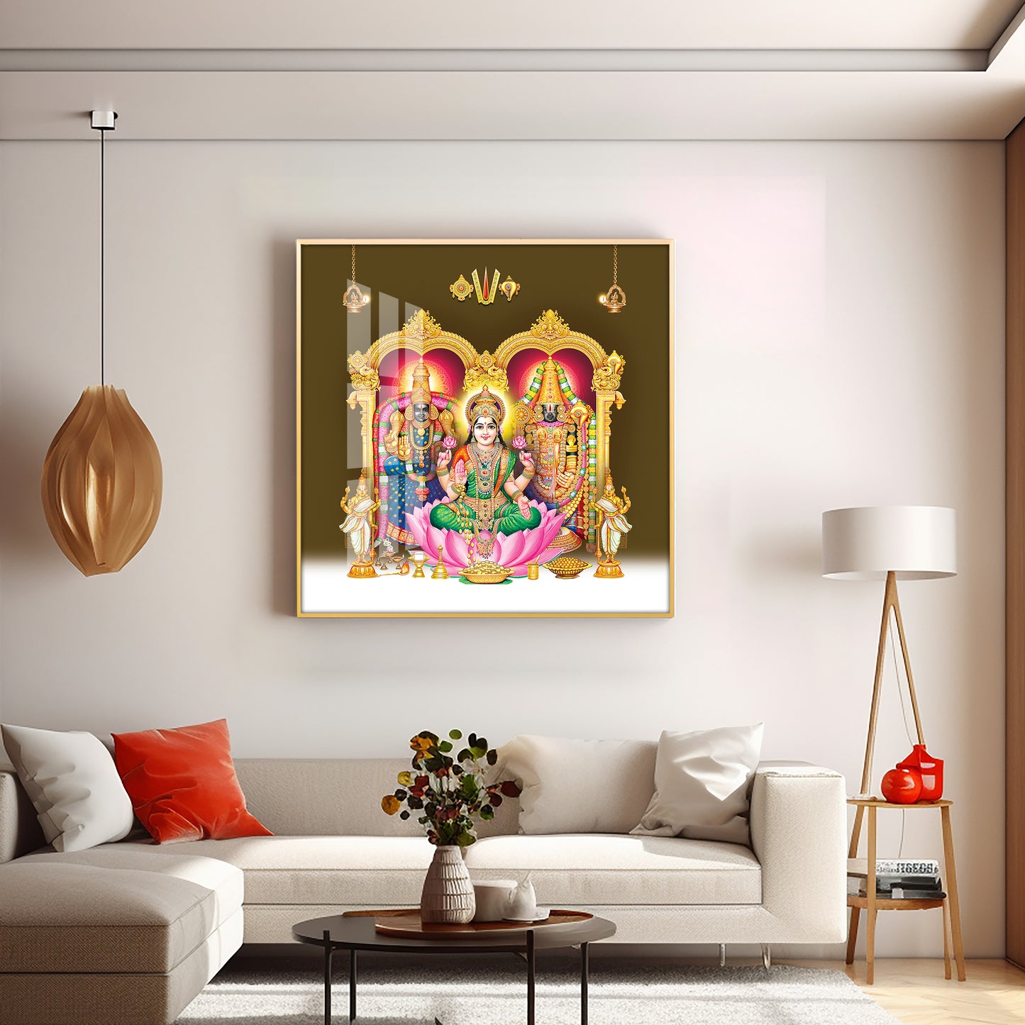 Balaji Padamavathi with kuber Laxmi Premium Acrylic Square Wall Art