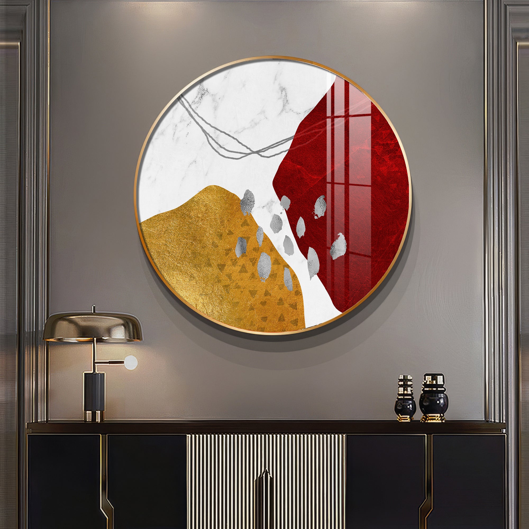 Crimson Elegance Premium Acrylic Round Wall Art