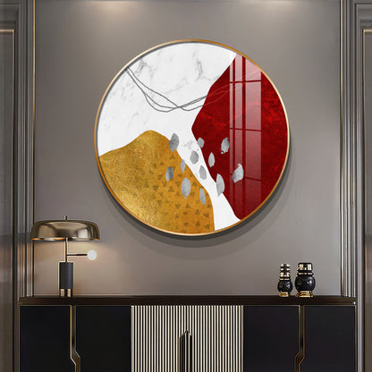 Crimson Elegance Premium Acrylic Round Wall Art