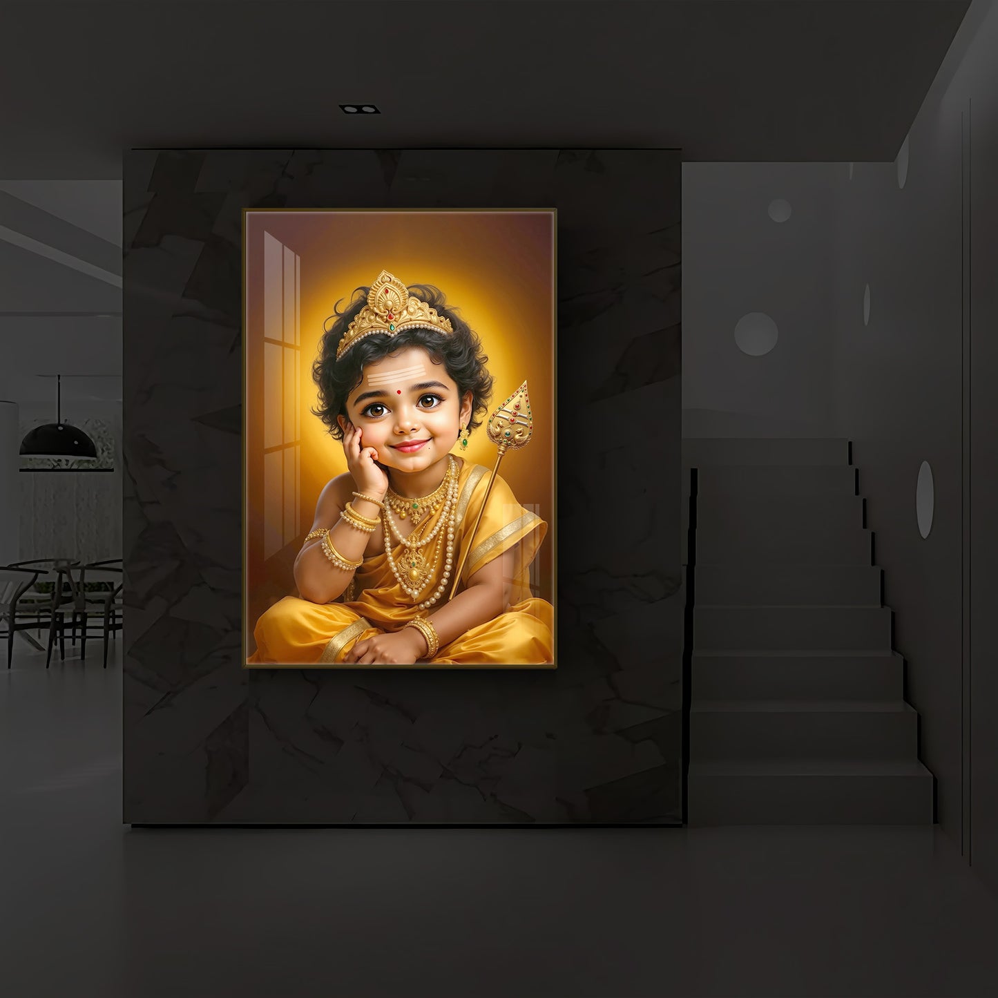 Baby Murugan Modern Luxury Backlight Vertical Wall Art