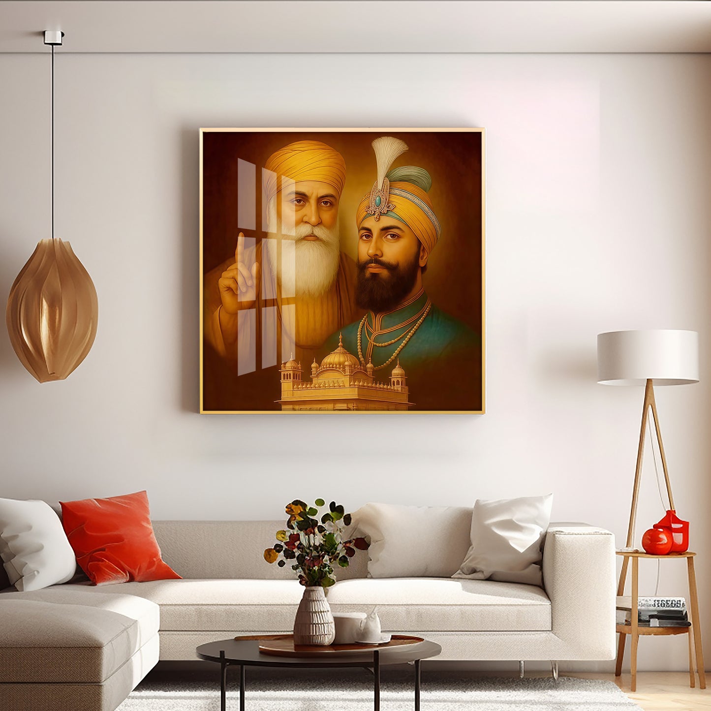 Waheguru ji Guru Nanak Dev ji Premium Acrylic Square Wall Art