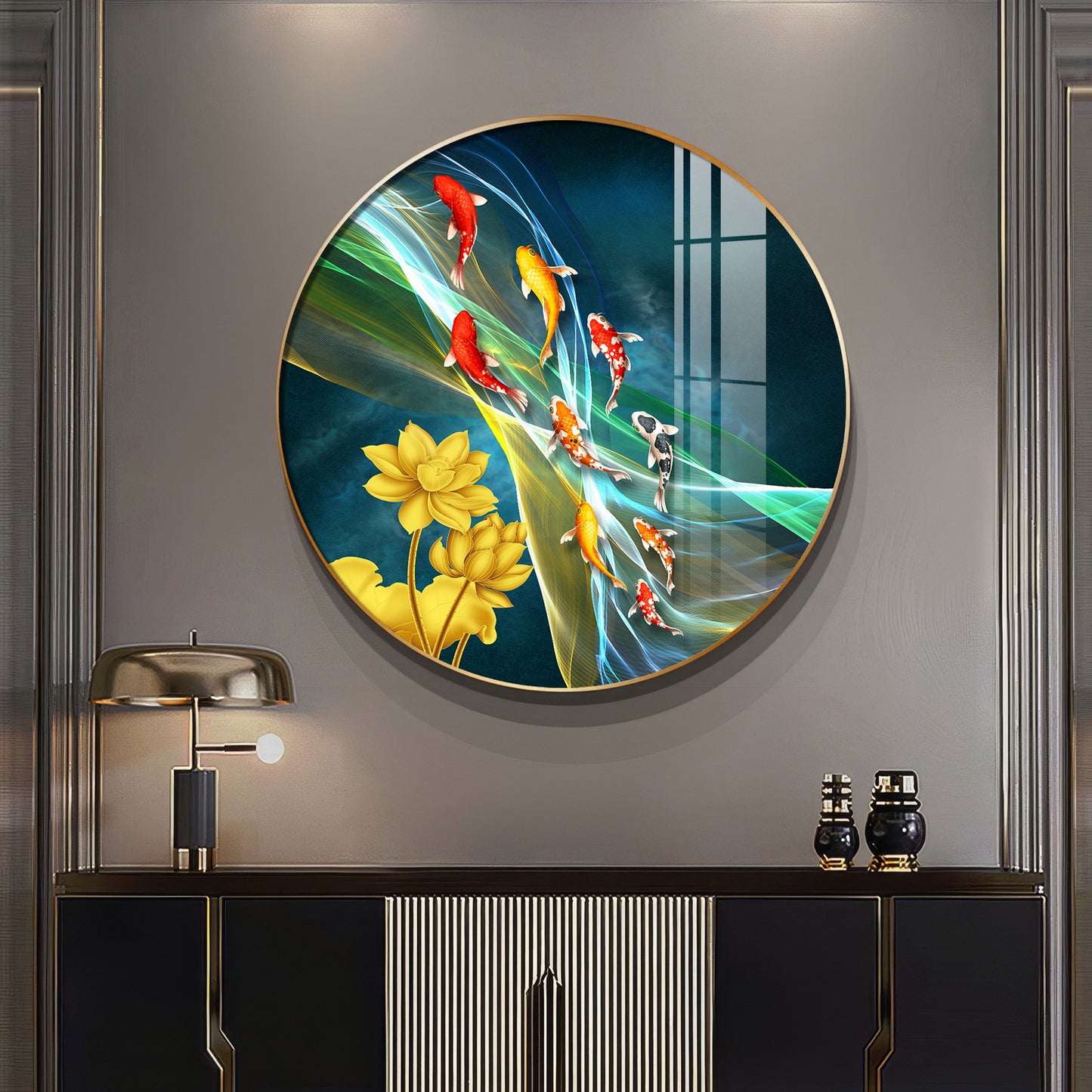 Aquatic Harmony Premium Acrylic Round Wall Art