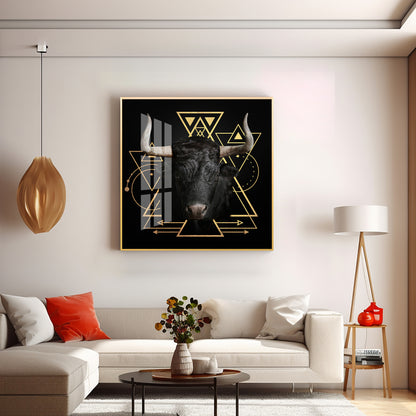 Gold Foil Geometric Figure Yak Premium Acrylic Square Wall Art