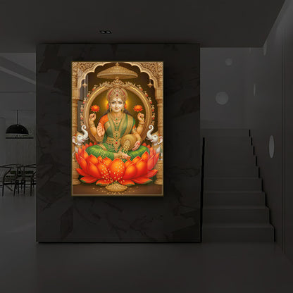Mahalaxmi Ji Modern Luxury Backlight Vertical Wall Art