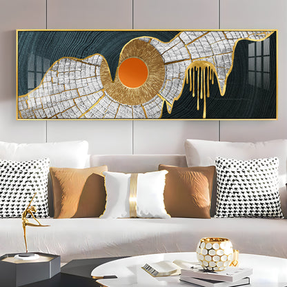 Golden Frill With Orange Circle Premium Acrylic Horizontal Wall Art