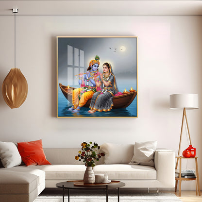 Loving Souls Of Radha Krishna Premium Acrylic Square Wall Art